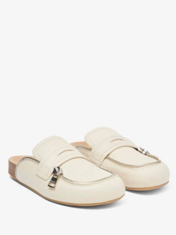 LEATHER BIKER LOAFER MULES