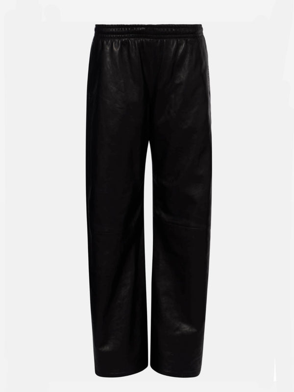 LEATHER WIDE-LEG PANTS