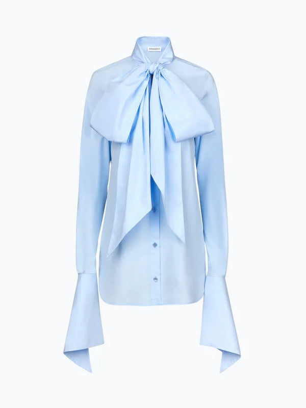 TIE-NECK POPLIN SHIRT