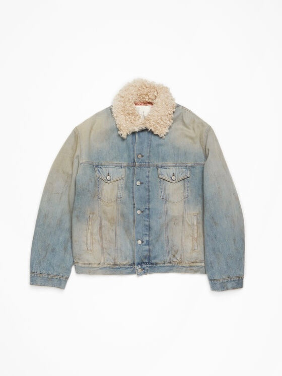 DENIM FUR TRIM JACKET - OVERSIZED FIT