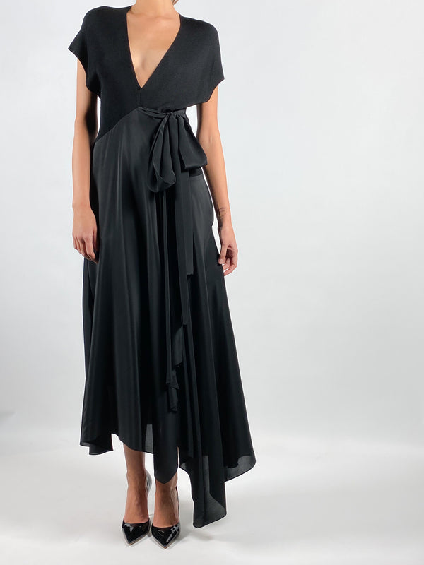 Adaluz v-neck wrap effect dress